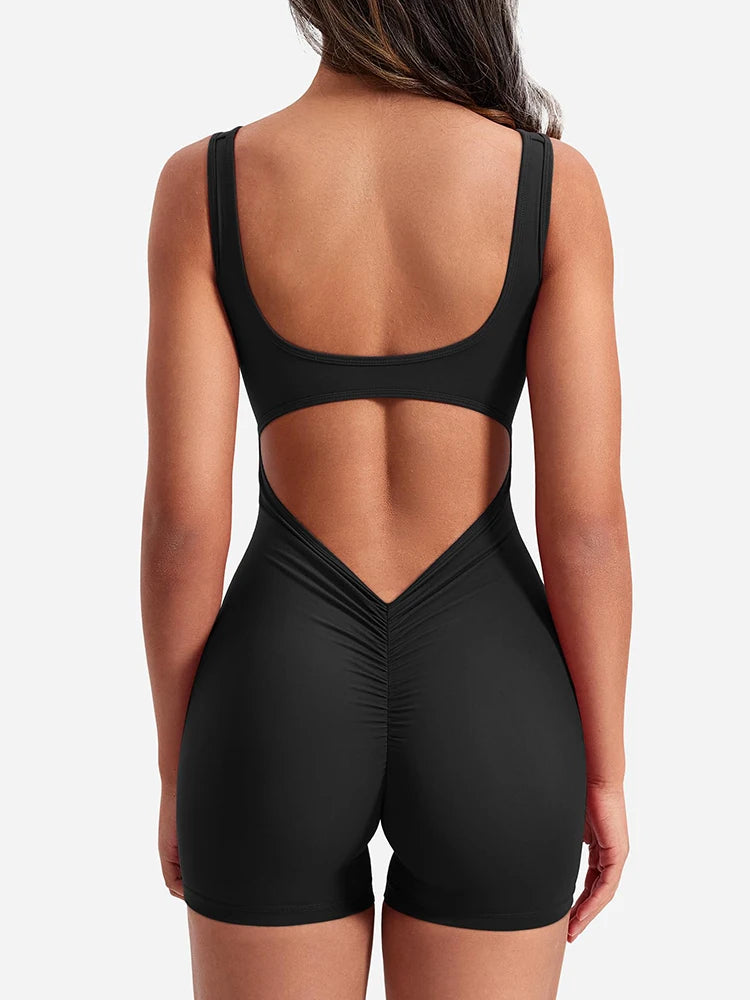 Women's Slim Fit One-Piece Shorts Spring/Summer 2025 Hip Lifting Backless Yoga Sports Clothing Sexy Design