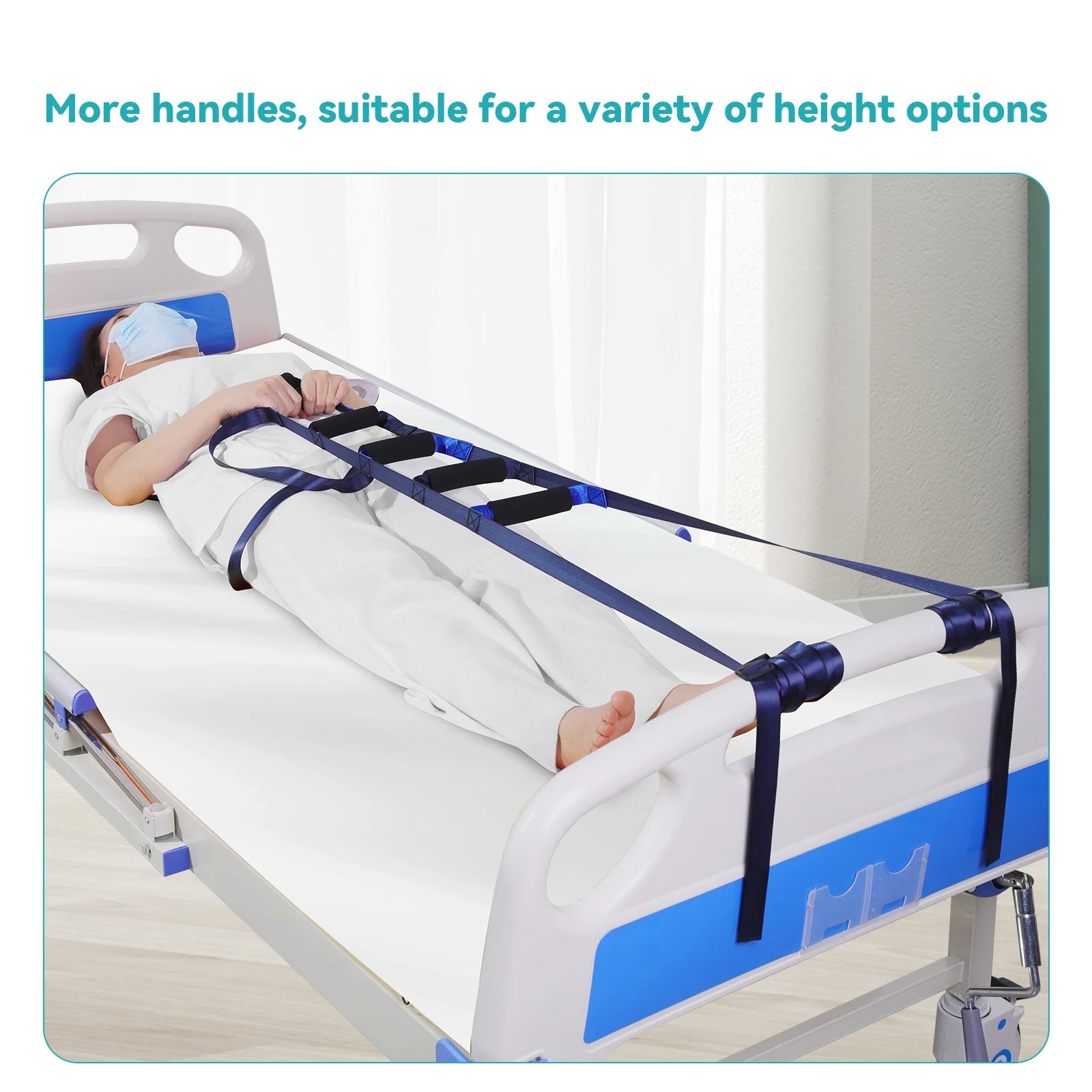 Lefeke Elderly Get Up Aid Disabled Get Up Assist Belt Bed Ladder Assist Strap Pull Up Sit Up Wake Up Rope Ladder with 6 Handrail