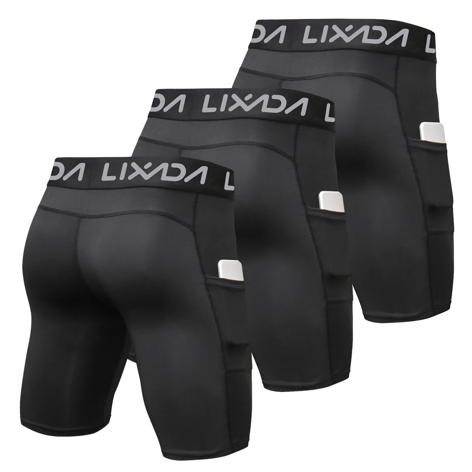 Lixada 3-Pack Men’s Sports Shorts – Active Workout Underwear with Pocket