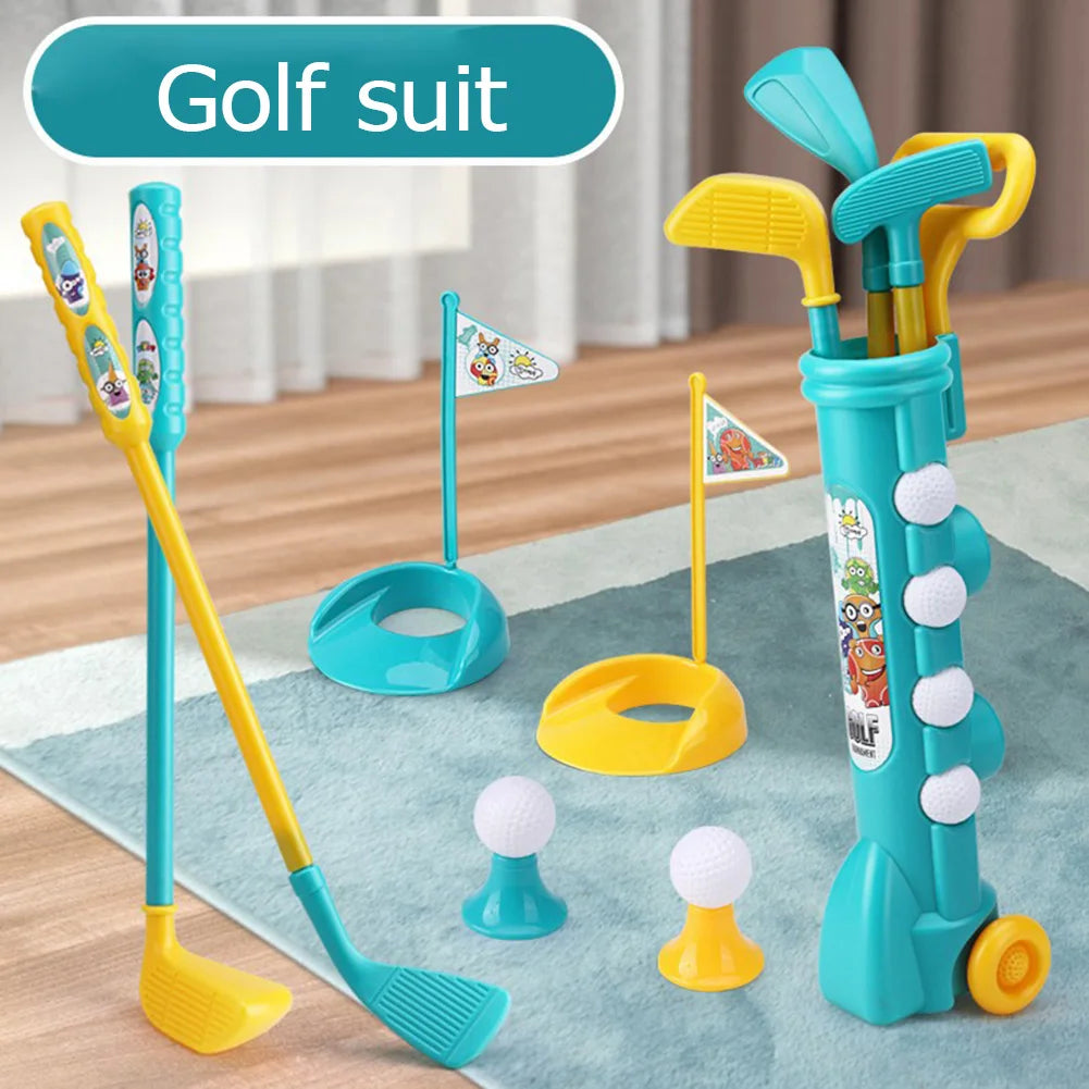 Game Outdoor Sports Golf Clubs Set Children Club Ball Green Hole Cup Group with Wheel Sports Fitness Toys Set
