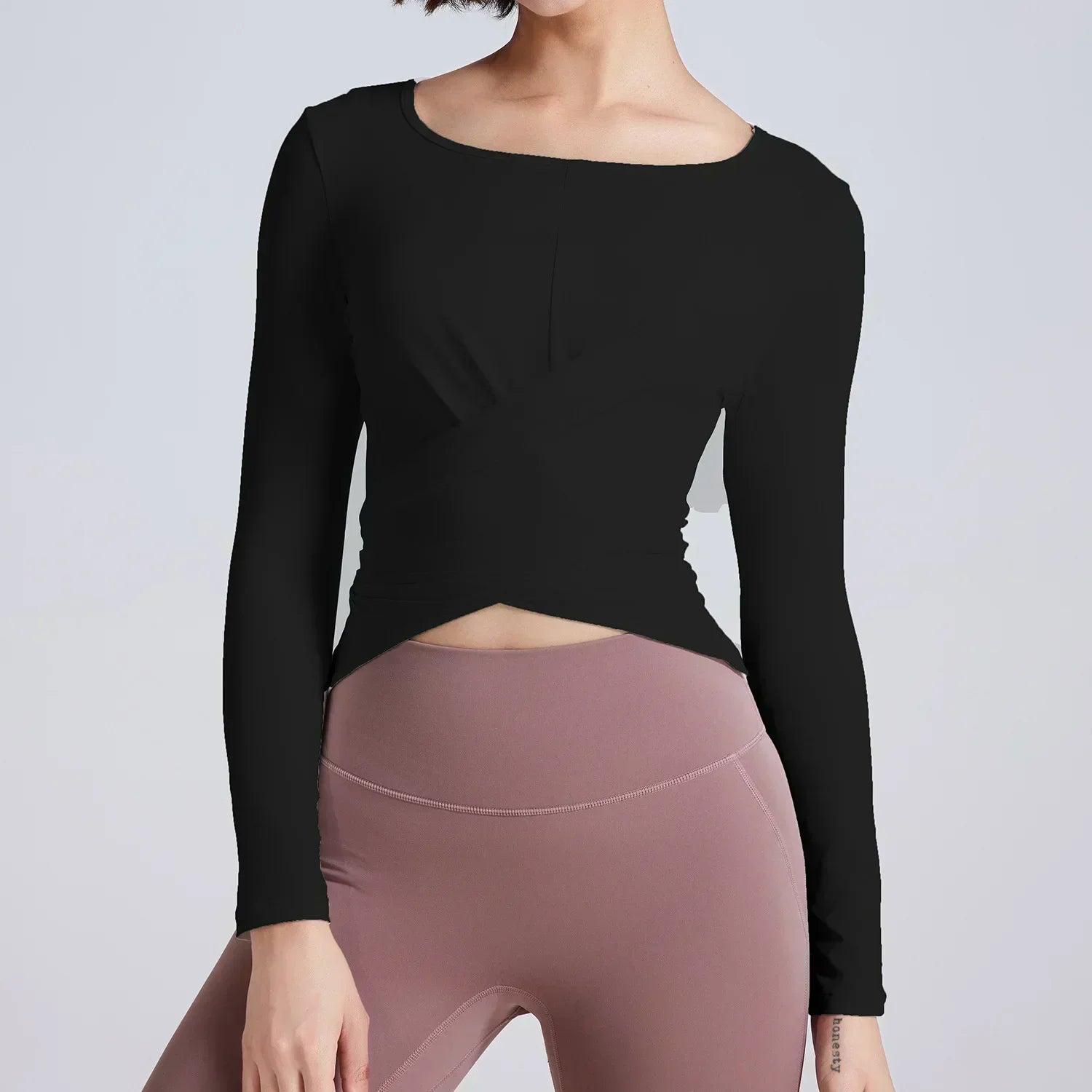 Yoga clothing T-shirt cross waist thin fitness long-sleeved quick-drying breathable Pilates sports tops female