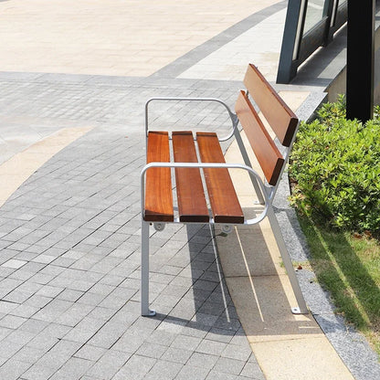 New Design !! Patio Outdoor Benches With Solid Wood Outdoor Park Benches For 2-3 Seats With Armrest Outside Bench For Street