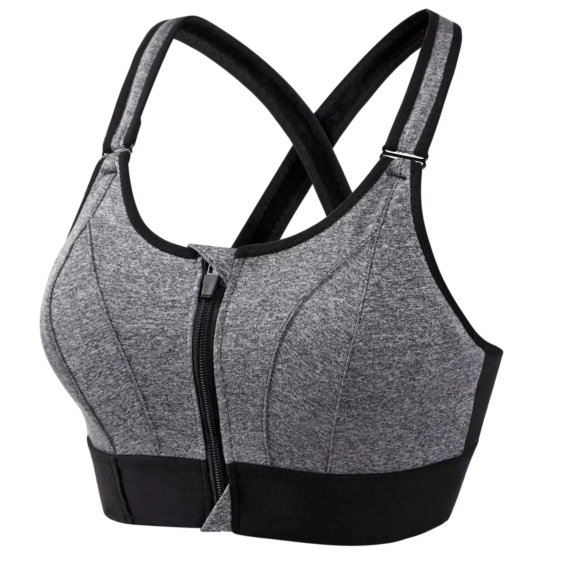 S-5XL Bras For Women Sports Front Zipper Adjustable Strap Shockproof Elastic Fitness Athletic Brassiere Slim Yoga Crop Top