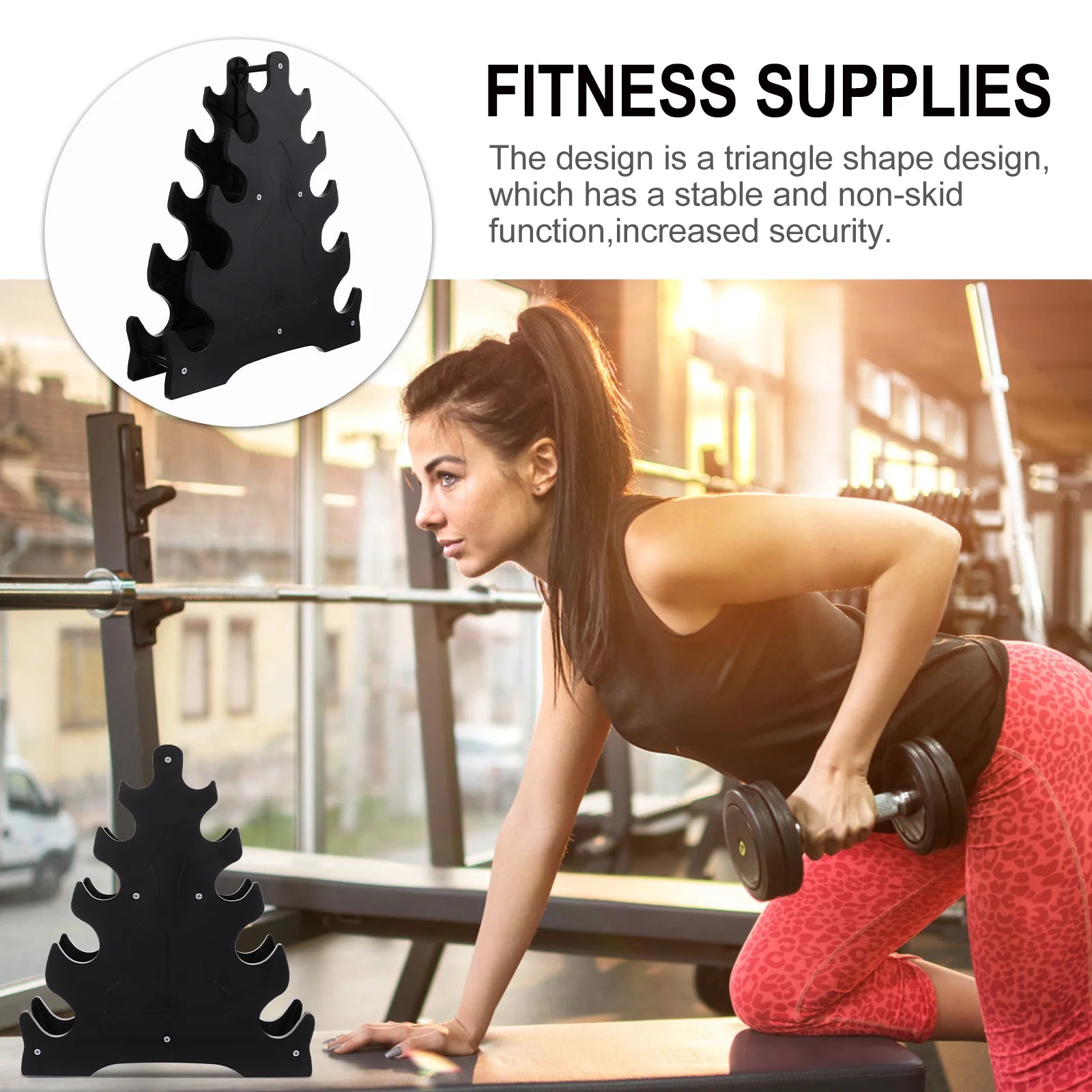 Strength Training Dumbbell Racks Adjustable Shelving Brackets Triangle Shaped Stand Gym Equipment Black Dumbbell Storage Stand