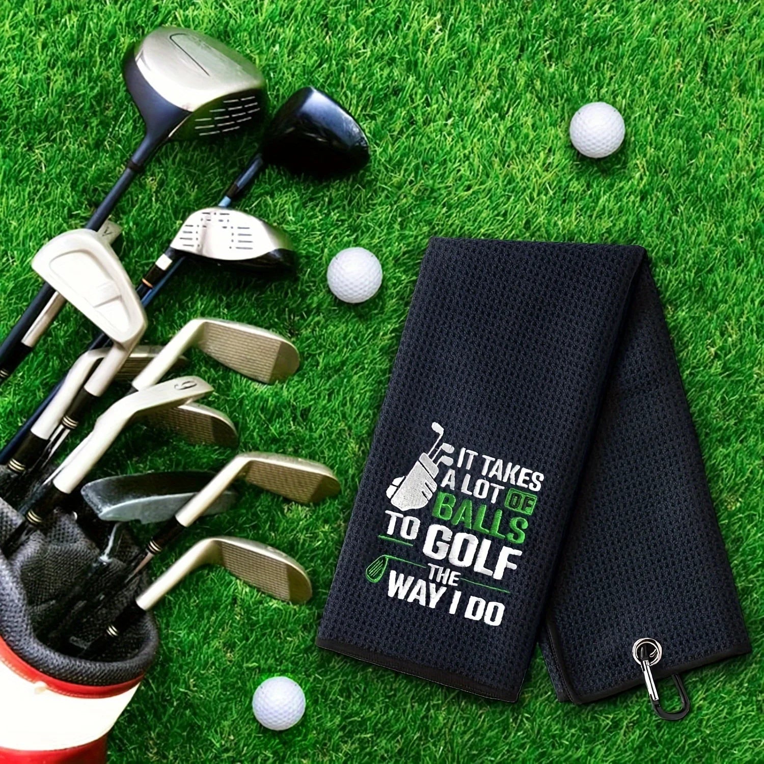 Funny Microfiber Premium Golf Towel, Embroidered Golf Towels for Golf Bags for Men&Women, Golf Accessories for Men Golfers