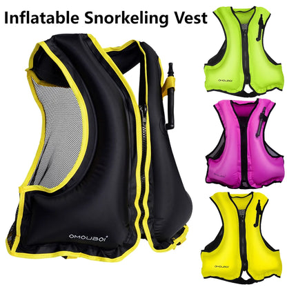 Inflatable Snorkeling Vest Adjustable Water Sports Safety Vest Breathable Inflatable Buoyancy Vest for Swimming Kayaking Boating