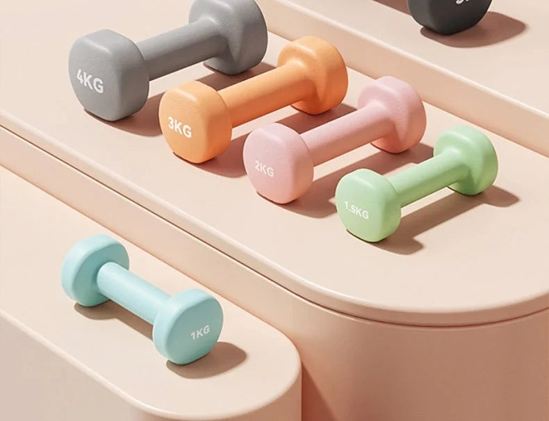 Yoga Flat Head Scrub Impregnated Plastic Dumbbells For Men And Women Home Exercise Sports Equipment Solid Cast Iron Dumbbells