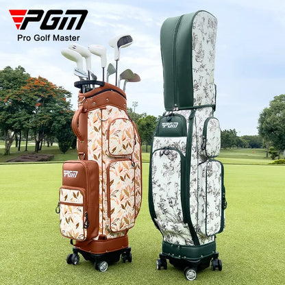 PGM 4 Wheel 360 Degree Rotating Waterproof Golf Bags Quality Women's vintage pull rod Golf Bag QB169