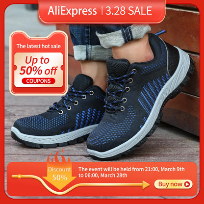 Safety Shoes  for Men Women Steel Toe Anti static Anti-smashing  Anti-puncture Breathable Upper Comfortable Soft Outdoor Shoes