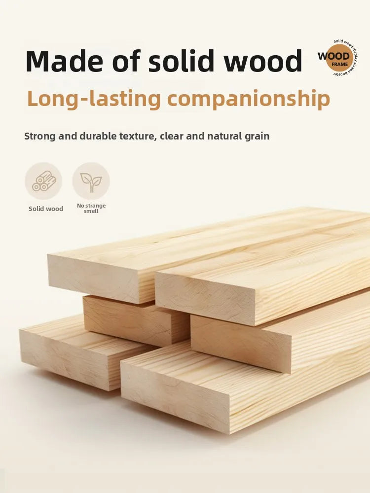 Elevated  Wood Cuter Monitor Stand Desk Base Home Office Desktop Organizer Ra Adjustable Height No Installation