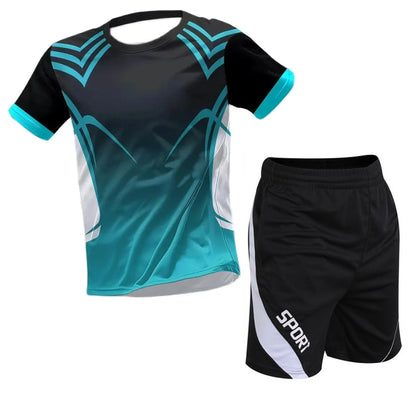 Football Jerseys for Men Soccer Jersey Tracksuit Short Sleeve Football Training Suit Summer T Shirt + Shorts Sports 2 Piece Set