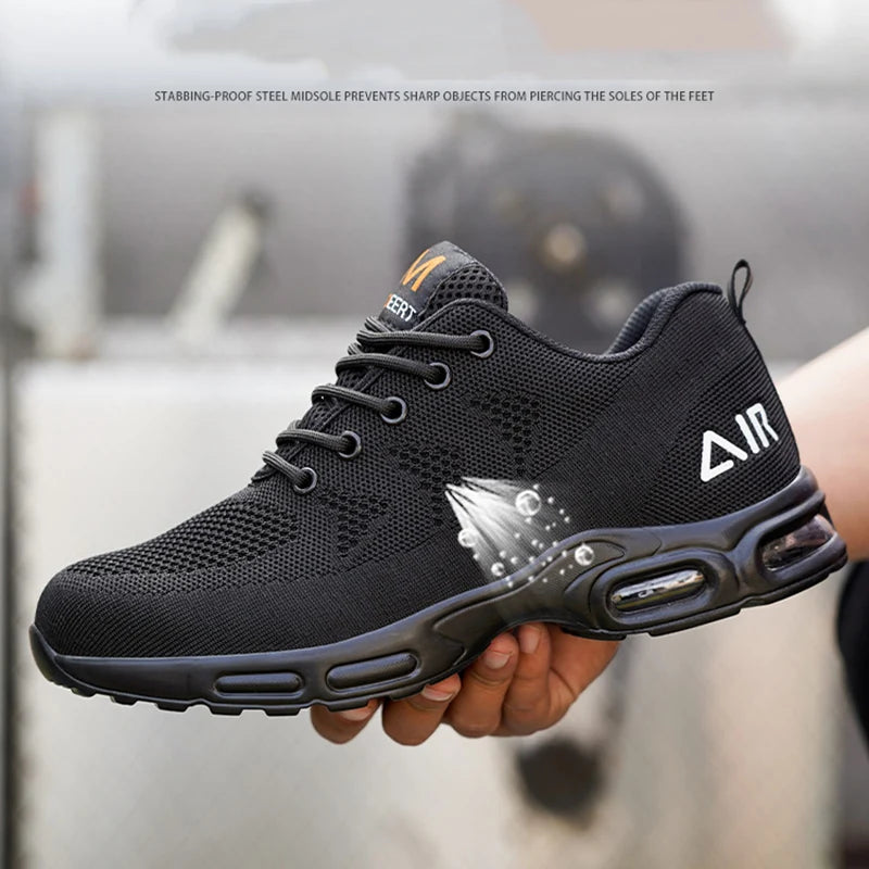 Safety shoes for Men breathable work sports shoes steel toe shoes puncture resistant safety protection shoes Slip-resistant