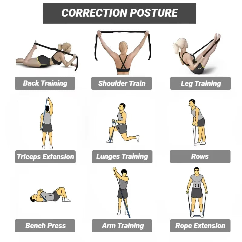 Resistance Band Yoga Auxiliary Stretching Belt Adult Latin Training Elastic Bands Beginner Pilates Dance Loop Fitness Tension