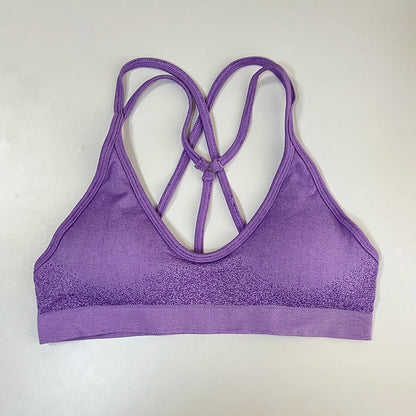 Ignite Cross Back Sports Bra Women Padded Yoga Bras Halter Fitness Gym Crop Top Running Impact Seamless Bra Workout Yoga Top