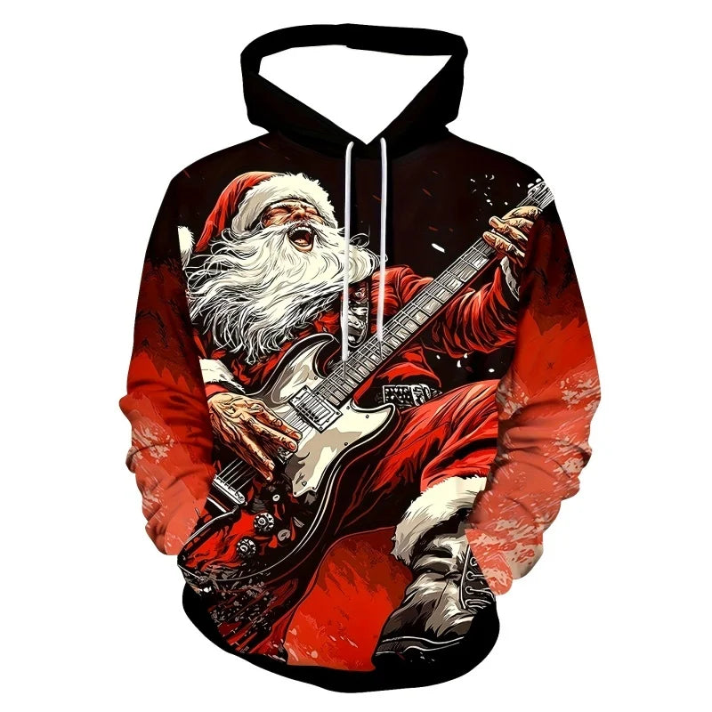 Cartoon Christmas Pattern Hoodie For Men Women Santa Claus Deer 3D Printed Pullovers Casual Hoodies Tops Long Sleeves Sweatshirt