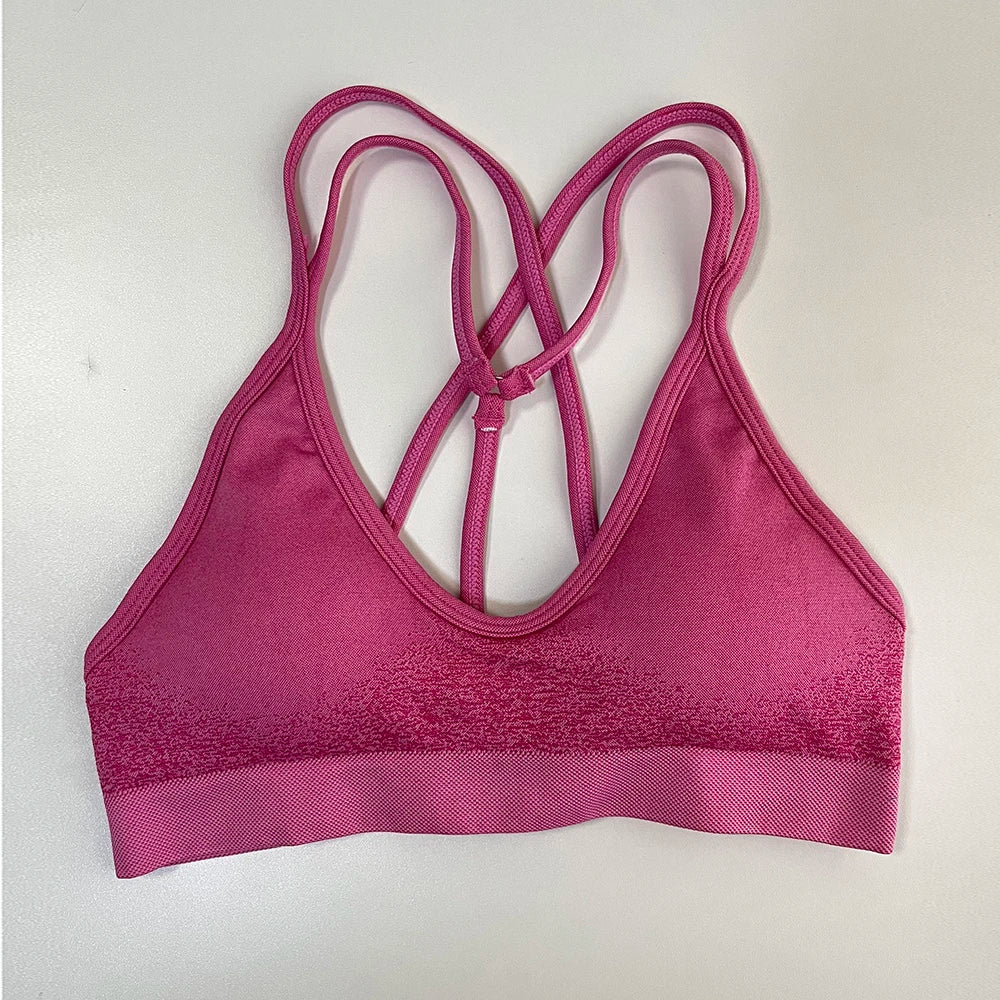Ignite Cross Back Sports Bra Women Padded Yoga Bras Halter Fitness Gym Crop Top Running Impact Seamless Bra Workout Yoga Top