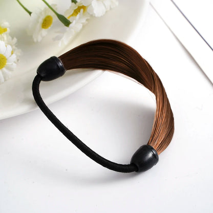 Rubber Band Made Of Hair Rope Simulation Wig Head Rope Fashion Wig Hair Ring Straight Hair Tie Ponytail Elastic Hair Accessories