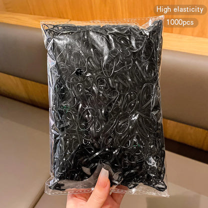 1000 black elastic and durable rubber bands suitable for daily use