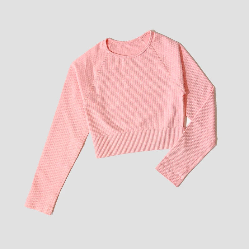 Yoga Sports Crop Top Long Sleeve Gym Women's Seamless T-shirt Fitness Woman Sport T-shirt Workout Tops For Women's Sportswear