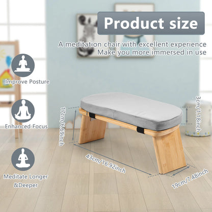 Prayer Bench Foldable Bamboo Yoga Bench with Cushion and Carry Bag Ergonomic Kneeling Stool for Indoor Outdoor Sitting Thinking