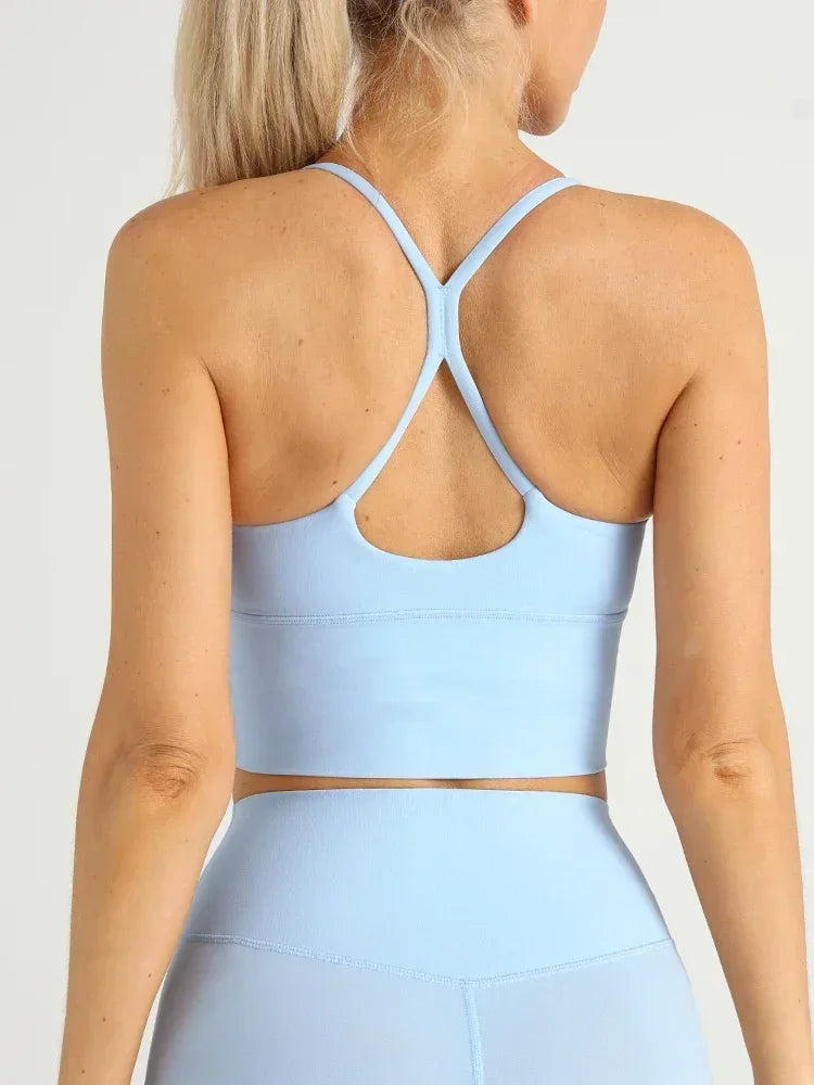 Yoga Cross Back Y Shape Sports Bra Women Solid Color Gym Fitness Yoga Jogging Workout Sports Sling Activewear Pilates Clothes
