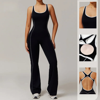 Seamless Yoga Jumpsuits Sports Fitness Peach Hip Backless wide-leg trousers One-Piece Workout Clothe Gym Bodysuit for Women