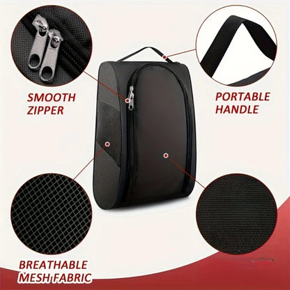Portable Golf Shoe Bag Oxford Cloth Shoe Carrier Bags Breathable Lightweight Golf Handbag Dustproof Football Tennis Shoe Bag