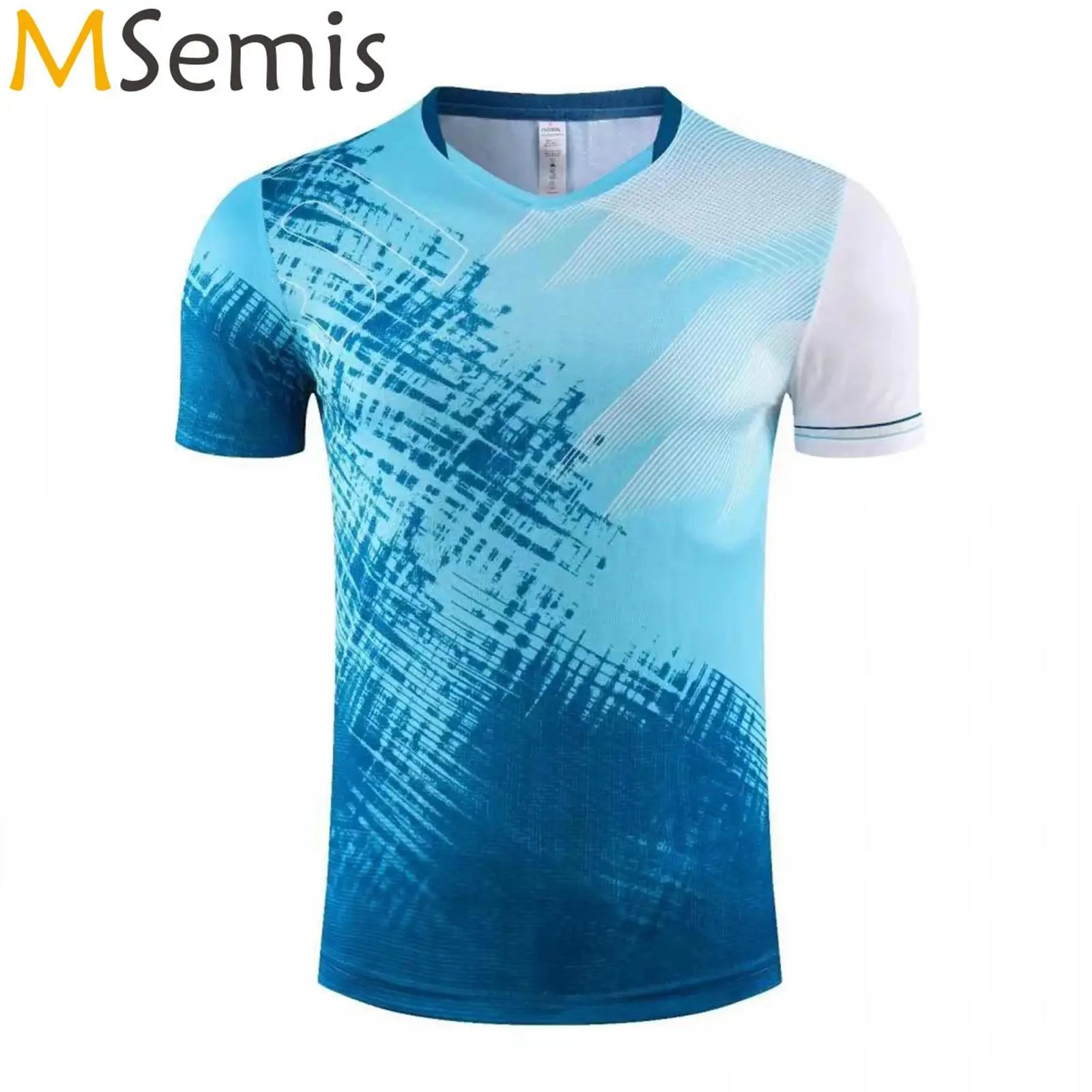 Kids Boys Short Sleeve Soccer Jersey Training Competition Team Uniform Tops V-neck Stylish Print T-shirt for Football Badminton