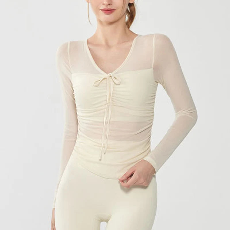 Yoga Suits for Women New Sports Tops with Chest Pads and Long Sleeves Professional Pilates Training Fitness Outside Clothing