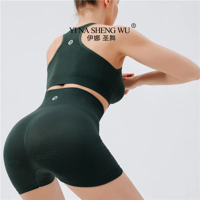 Yoga Set Gym Shorts Women Sport Bras Brassiere Workout Top for Women Yoga Clothes Fitness Leggings Solid Color Seamless Yoga Set
