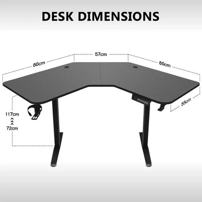 Electric L Shaped Standing Desk, Height Adjustable, Single Motor Corner Sit Stand Up Desk with Splice Board, White/Black