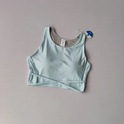 Yoga Clothes Crop Tops Women's Summer Professional Fitness Clothes Pilates Outer Wear Breathable One-piece Cup Vest Clothing
