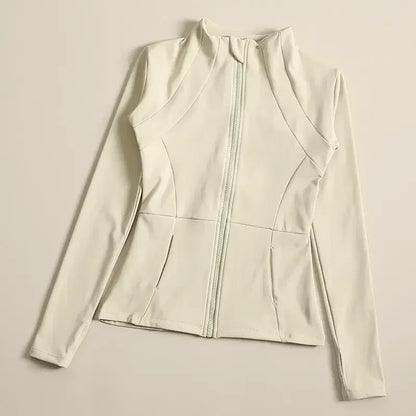 Yoga Suit Women's High-end Standing Collar Long Sleeved Sports Jacket Running Training Fitness Top Windproof Running Suit