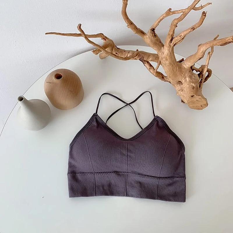 Fitness Top Sport Bra Breathable Bras Women Cross Strap Sports Bra Top Women Push Up Sport Bra Yoga Gym Crop Top Brassiere