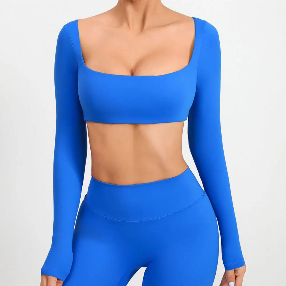 Sexy Naked Feeling Long Sleeve Yoga Clothing Stretch Female Outdoor Running Quick Dry Sportswear Women Training Tight Yoga Suit