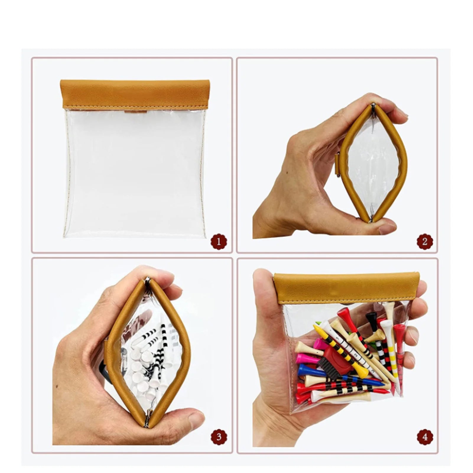 Golf Tees Pouch Golf Ball Bag With Clip Transparant Golf Nails Tote Bag Outdoor Sports Golf Accessories Jewelry Phone Wallet Bag