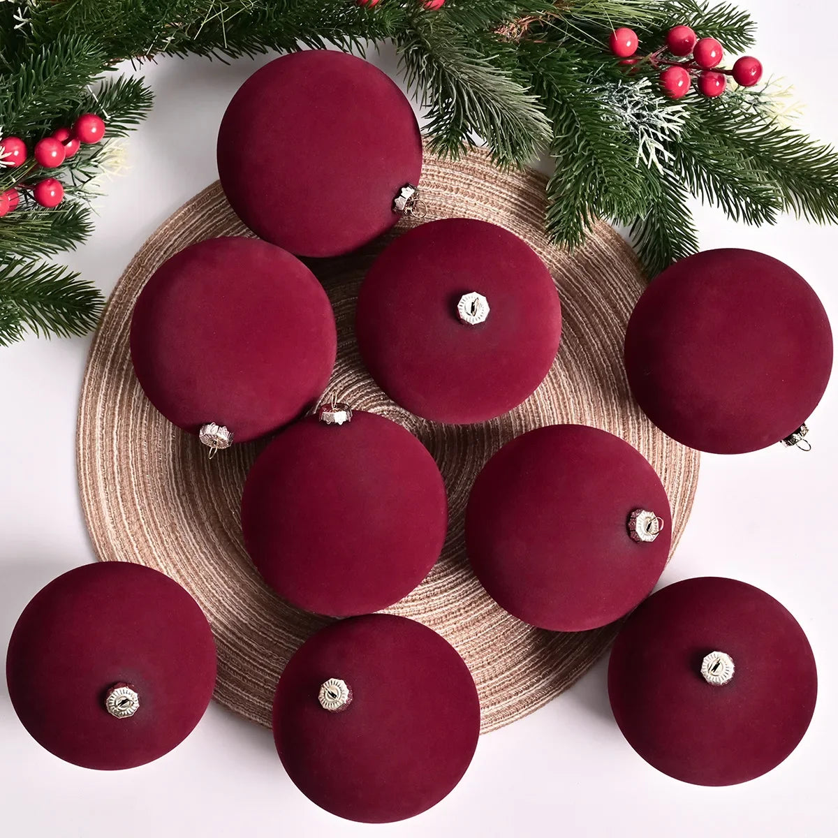 Flocking Velvet Christmas Ball Decoration High-End Deep Color Silk Velvet Christmas Ball Suit Christmas Decorations Cross-Border