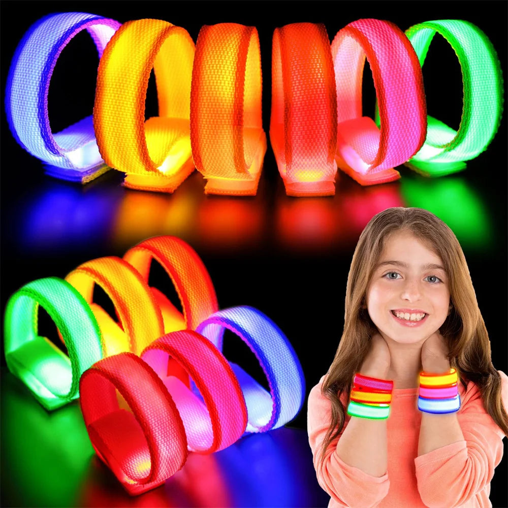 LED Reflective Bracelet Nylon Adjustable Armband Luminous Night Running Climbing Strap Outdoor Sports Safety Bright Band