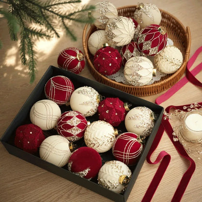 Plush ball wrap, Christmas ball, shaped ball, Christmas tree pendant, white woolen ball, Christmas decoration box set