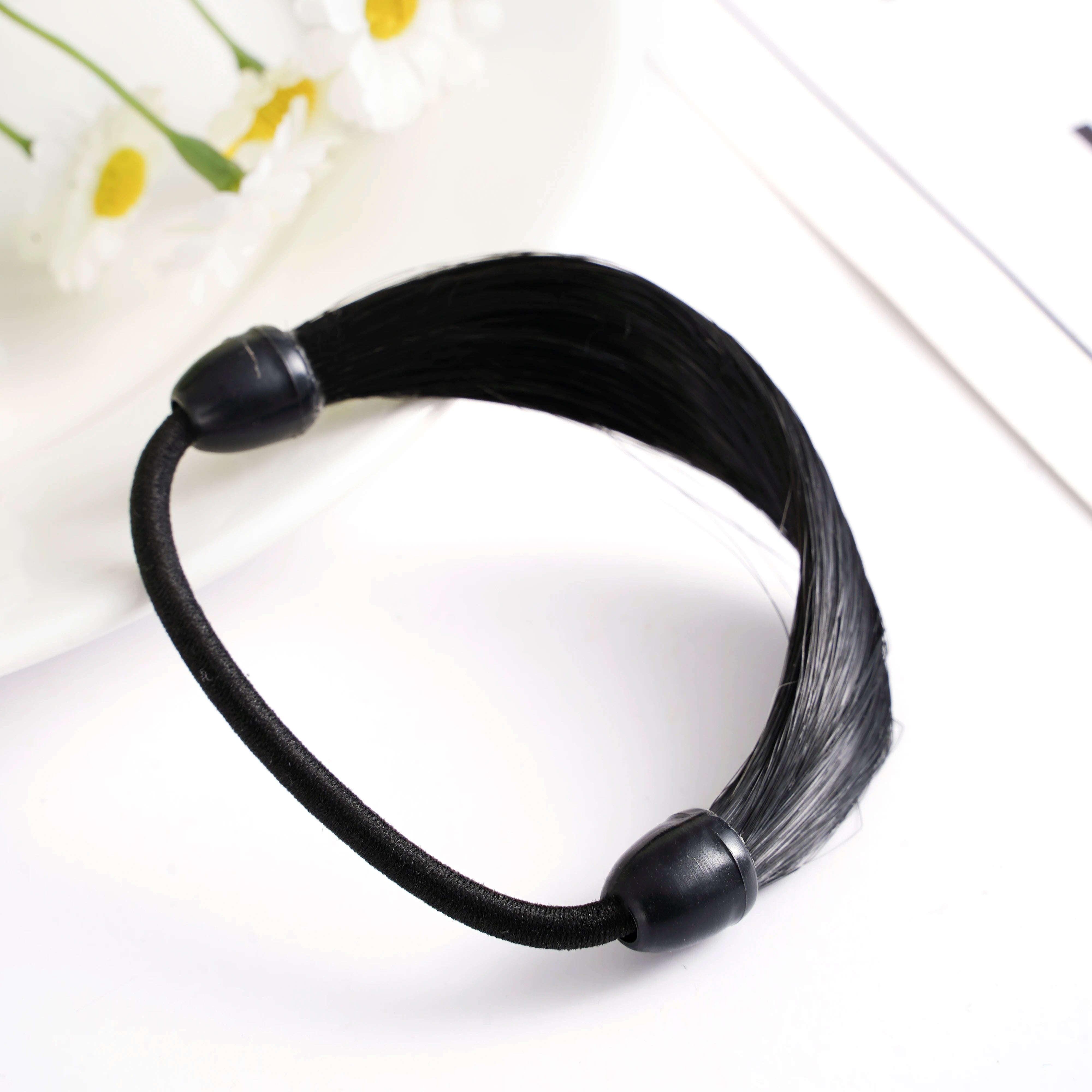Rubber Band Made Of Hair Rope Simulation Wig Head Rope Fashion Wig Hair Ring Straight Hair Tie Ponytail Elastic Hair Accessories