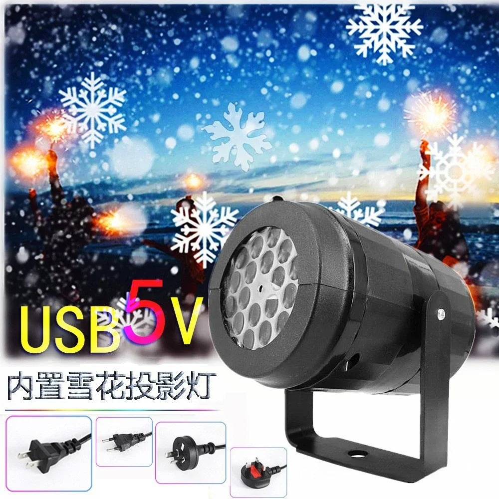 Easy Install Christmas Projector Light USB Powered Snowflake Halloween Decor for Indoor Outdoor Holiday Party Eco Friendly