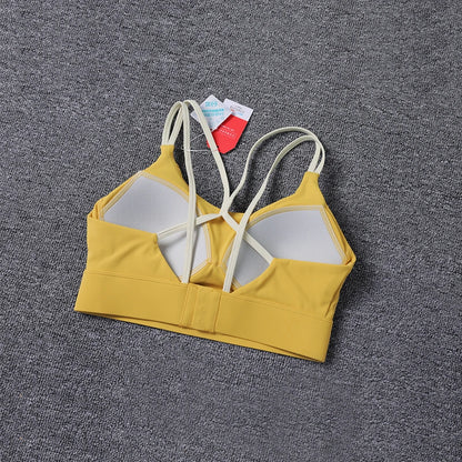 New Women's Sports Bra Padded Without Bones Cross Back Fitness Busty Underwear High Support Impact Running Gym Vest Yoga Bras