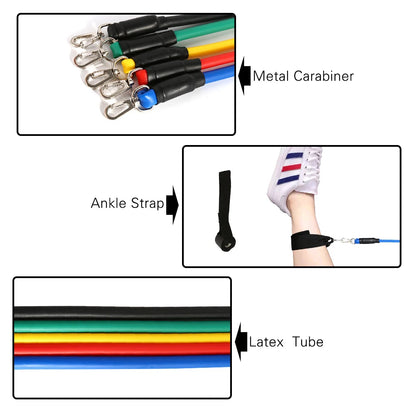 11Pcs Resistance Bands Set – Workout & Fitness Tubes