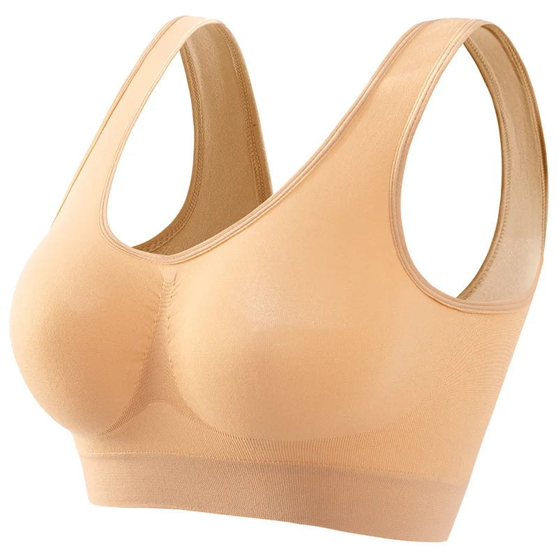 1pcs Women Sports Bra Large Size No Steel Ring Seamless Underwear Removable Chest Pad Runing Sport Yoga Vest Bras