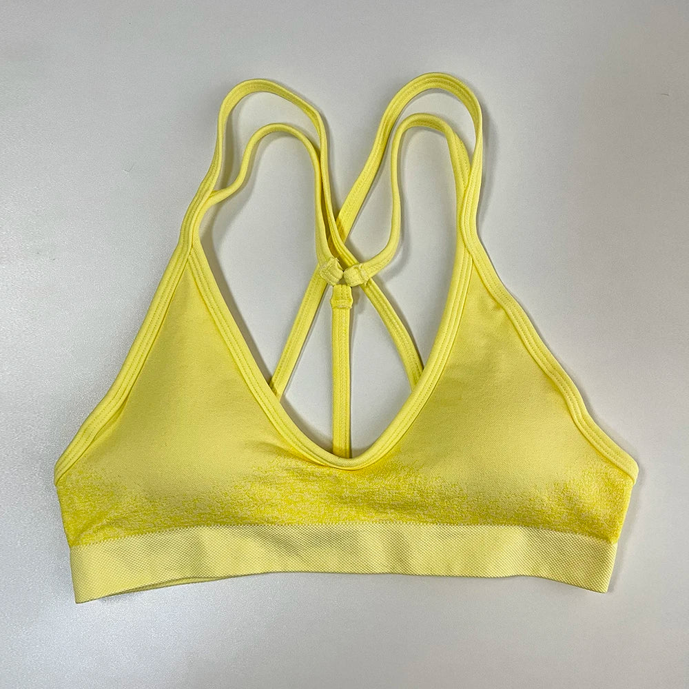 Ignite Cross Back Sports Bra Women Padded Yoga Bras Halter Fitness Gym Crop Top Running Impact Seamless Bra Workout Yoga Top