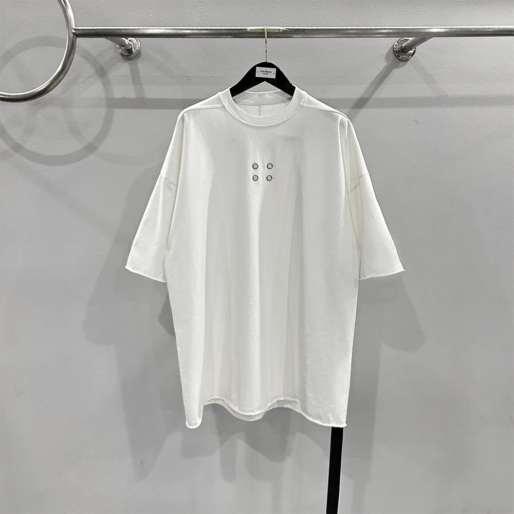 Men's Casual T-shirt Fashion Tees for Man Hole Design Oversized Short Shirt Cotton O-neck Streetwear Men's Clothing