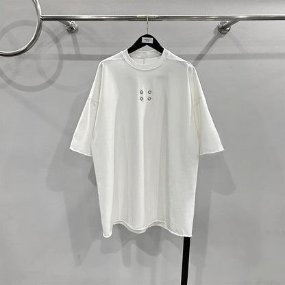 Men's Casual T-shirt Fashion Tees for Man Hole Design Oversized Short Shirt Cotton O-neck Streetwear Men's Clothing