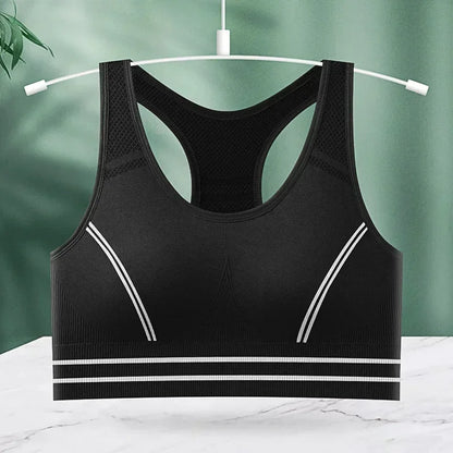 Sports Bra for Women, Back Padded Strappy Sports Bras Medium Support Yoga Bra with Fixed Cups