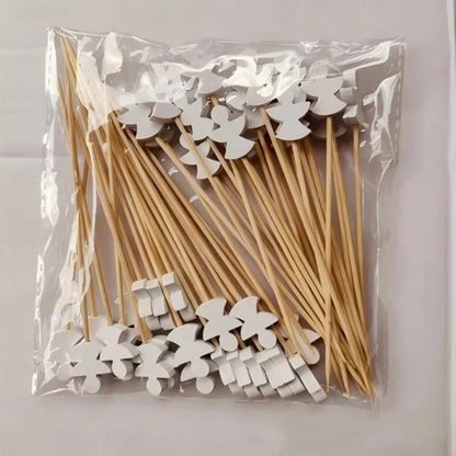 Christmas Party Disposable Decoration Bamboo Stick Christmas Santa Snowman Elk Angel Bamboo Skewer Fruit Dessert Food Toothpicks
