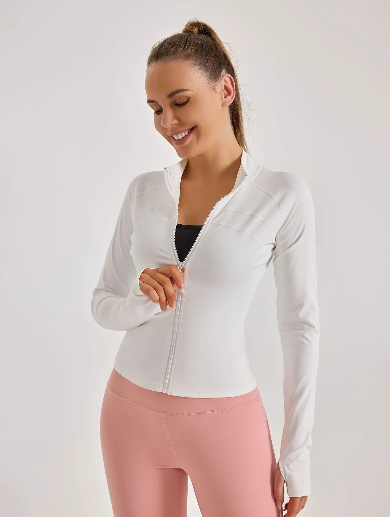 2025 New yoga coat short sports jacket women's fitness clothes slimming body sculpting zipper yoga jacket